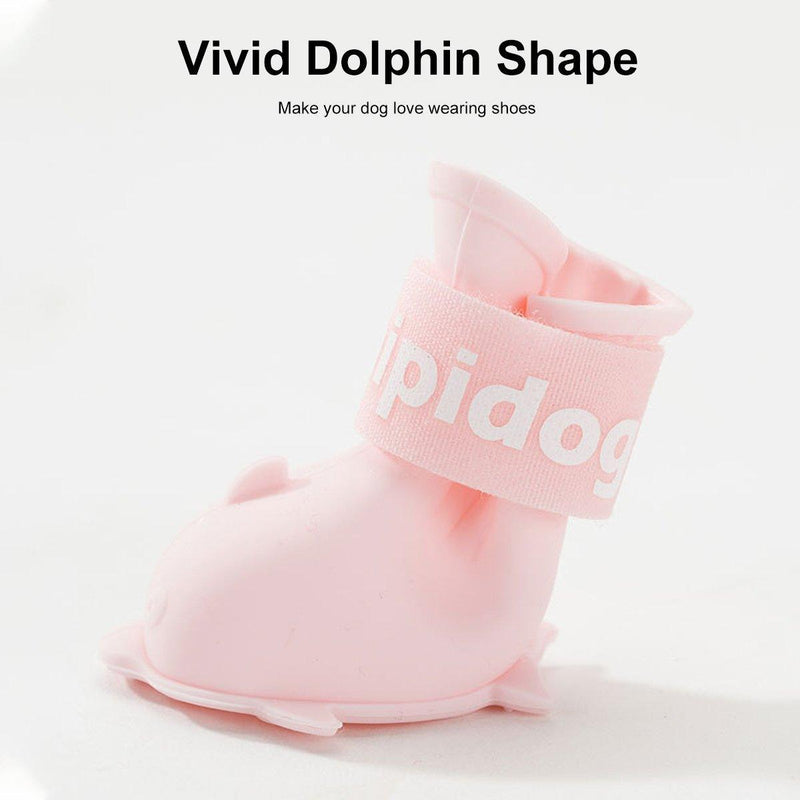 4pcs Cartoon Pet Rain Boots Waterproof Non-Slip Wear-Resistant Shoes for Dogs - Yellow - M