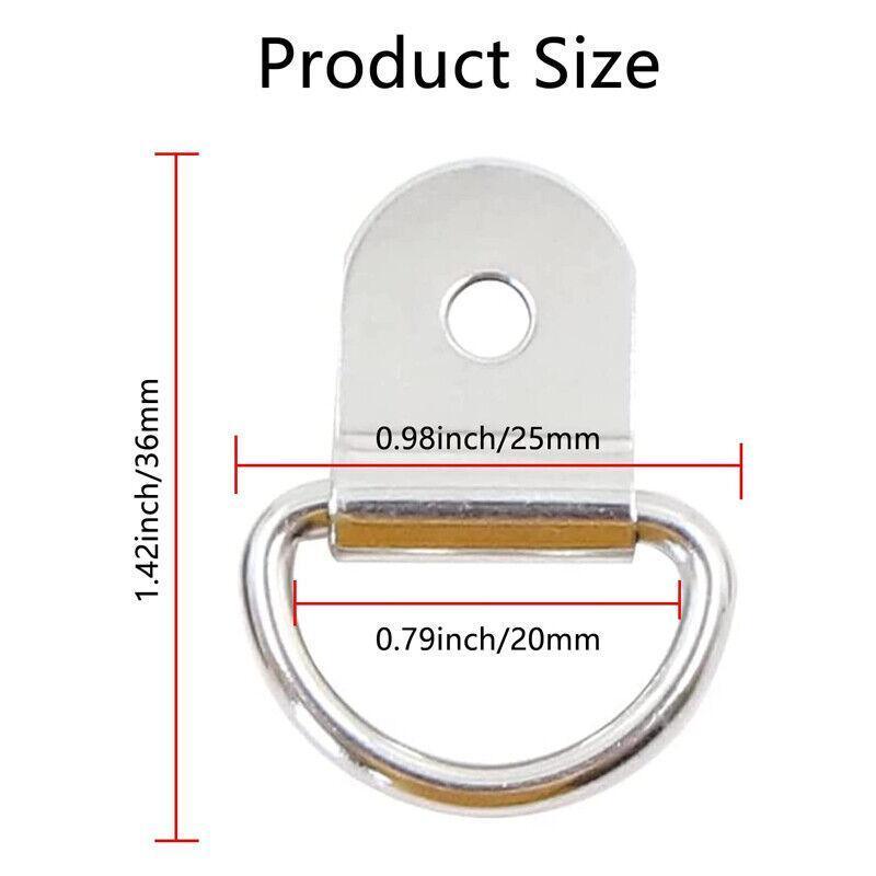 30PCS D-Ring Tie Downs Metal Anchor Point Silver Universal