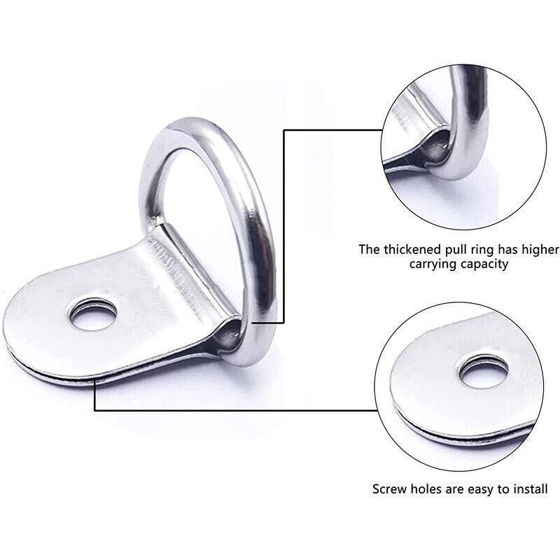 30PCS D-Ring Tie Downs Metal Anchor Point Silver Universal