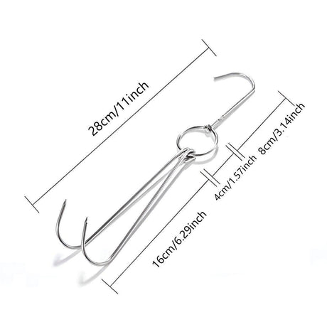 10PCS Stainless Steel Roast Duck Hooks Duty Double Hooks for Chicken Meat Goose