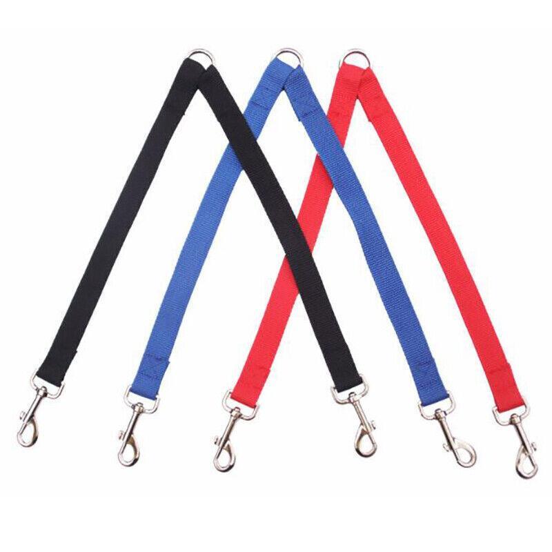 2 Way Double Dual Dog Leash Walk 2 Dogs With One Lead Coupler Nylon Harness - Blue