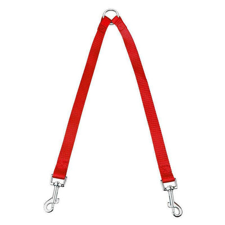 2 Way Double Dual Dog Leash Walk 2 Dogs With One Lead Coupler Nylon Harness - Blue