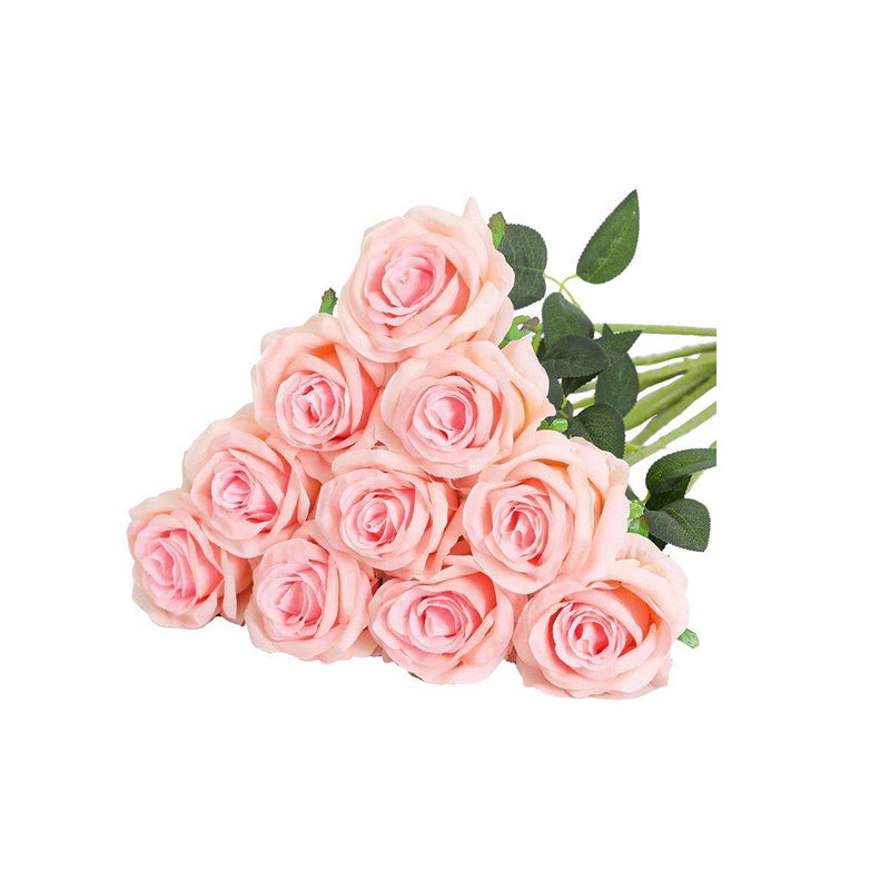 10pcs Artificial Silk Simulation Rose Flowers - Wedding Party Home Decorations - White