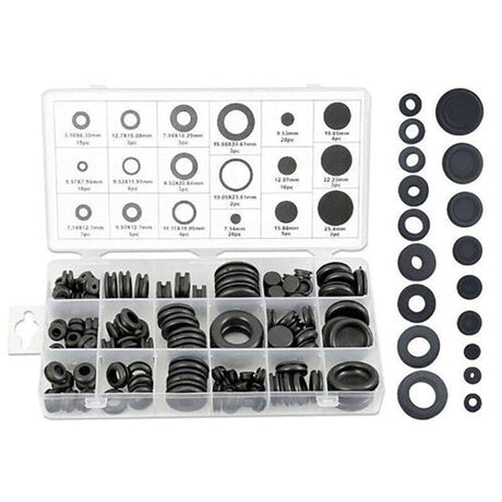 125Pcs Rubber Grommet Set-Assorted Fastener Kit 18 Popular Sizes
