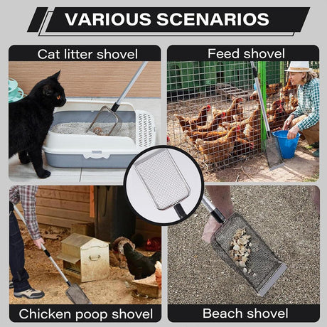 2pcs Long Handle Pet Litter Scoop Climbing Chicken Beach Scoop for Cats Dogs