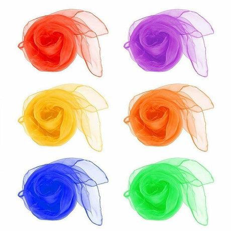 12Pcs Gradient Juggling Silk Dance Magic Tricks Dancing Props Scarves Chiffon Au