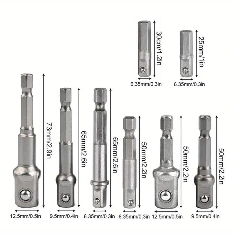 8pcs Hex Shank Socket Adapter Set 1/4 3/8 1/2 Inch Impact Driver Drill Bits