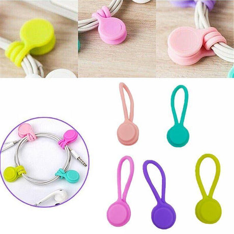 10PCS Cord Clip Organizer Reusable Cable Winder Holder for Desk and Office