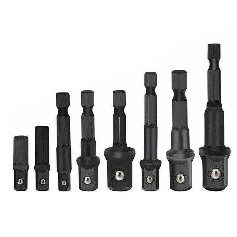 8PCS Power Drill Socket Adapter Extension Set Impact Nut Driver Hex Bit Tool Kit