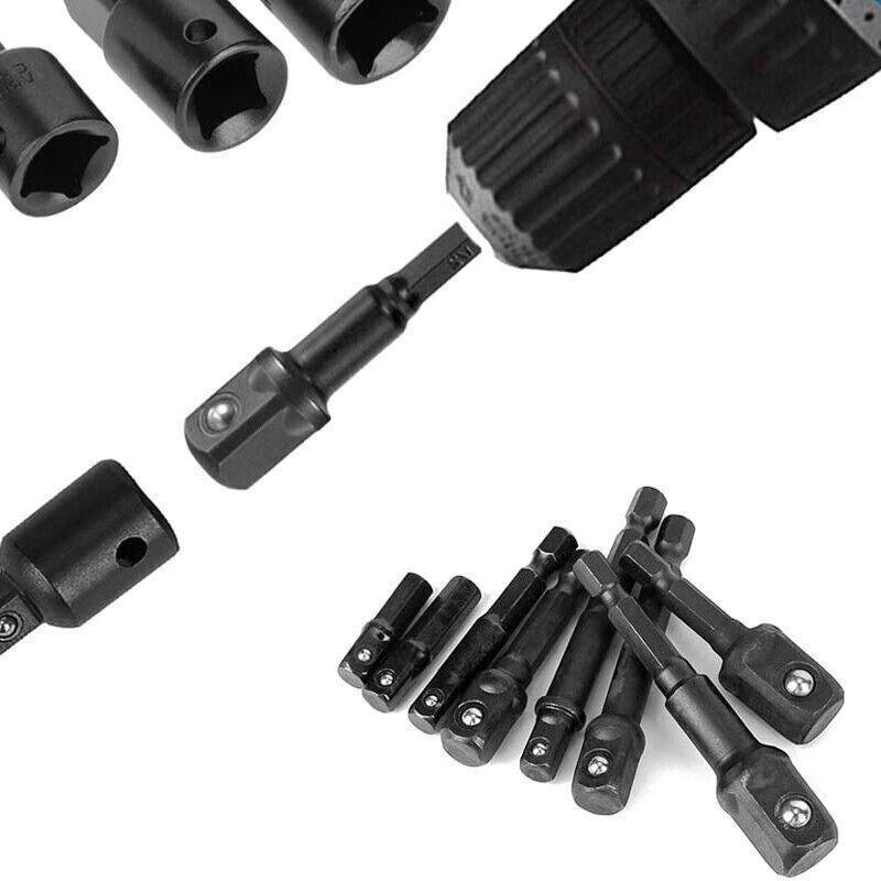 8PCS Power Drill Socket Adapter Extension Set Impact Nut Driver Hex Bit Tool Kit