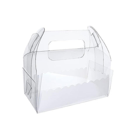 50PCS Portable Pastry Boxes Portable Cake Box Paper Cookie Boxes Sandwich Box - S-Transparent+White inner tray