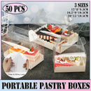 50PCS Portable Pastry Boxes Portable Cake Box Paper Cookie Boxes Sandwich Box - L-Transparent+White inner tray