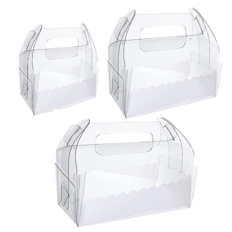 50PCS Portable Pastry Boxes Portable Cake Box Paper Cookie Boxes Sandwich Box - L-Transparent+White inner tray