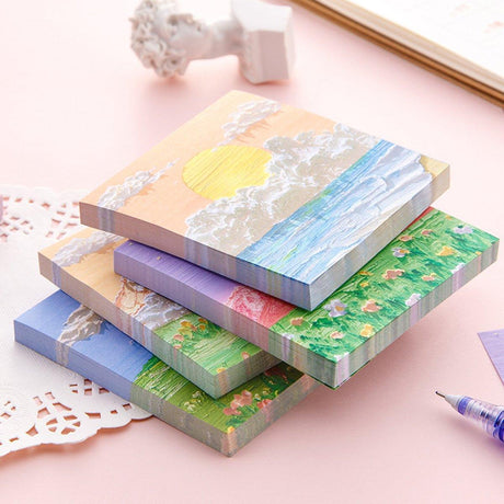 800 Sheets Colorful Oil Painting Sticky Notes Memo Pads Self-Adhesive Notes - 4#
