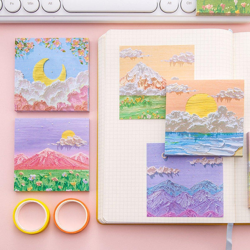 800 Sheets Colorful Oil Painting Sticky Notes Memo Pads Self-Adhesive Notes - 6#