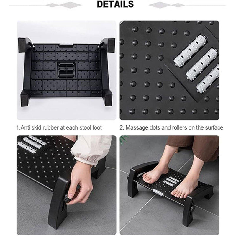 1PC Adjustable Office Foot Rest Pedal Stool Sofa Leg Support for Home or Desk Use - White