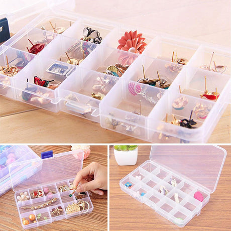 10pcs 15Compartments Plastic Box Case Bead Storage Organizer Jewelry Craft Box