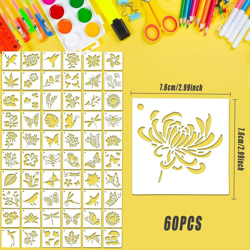 60X Flower Painting Stencils on Wood Canvas Reusable Stencil Art Template Fabric