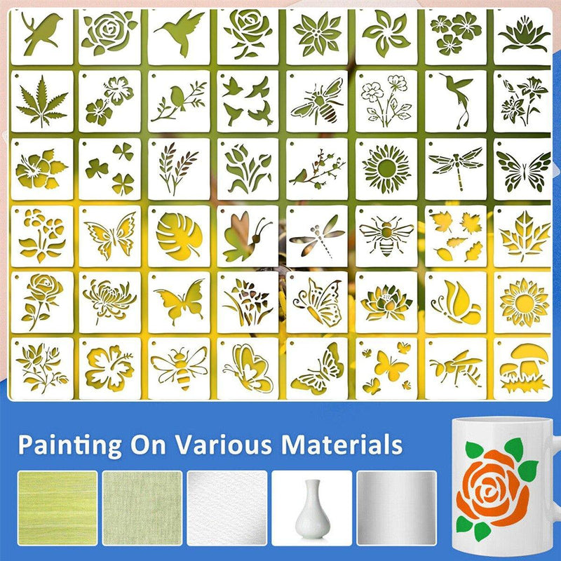60X Flower Painting Stencils on Wood Canvas Reusable Stencil Art Template Fabric