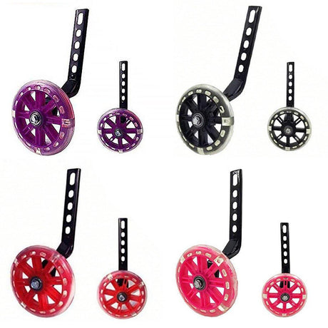 12–20 Inch Bike Training Wheels Flashing PVC Silent Stabilizer Auxiliary Support - Red