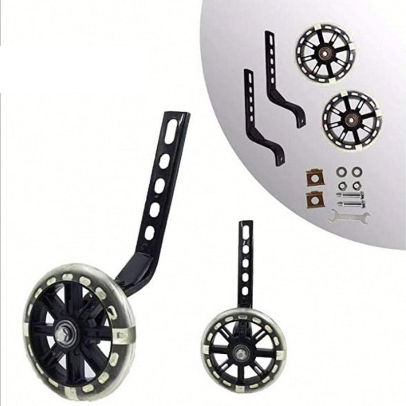 12–20 Inch Bike Training Wheels Flashing PVC Silent Stabilizer Auxiliary Support - Red