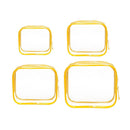 4pcs Durable PVC Cosmetic Bags Easy to Clean Multiple Sizes and Colours 9 Shades - 4pcs-Banana