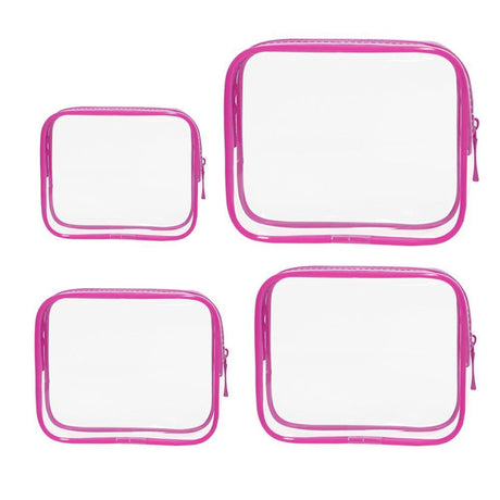 4pcs Durable PVC Cosmetic Bags Easy to Clean Multiple Sizes and Colours 9 Shades - 4pcs-Banana