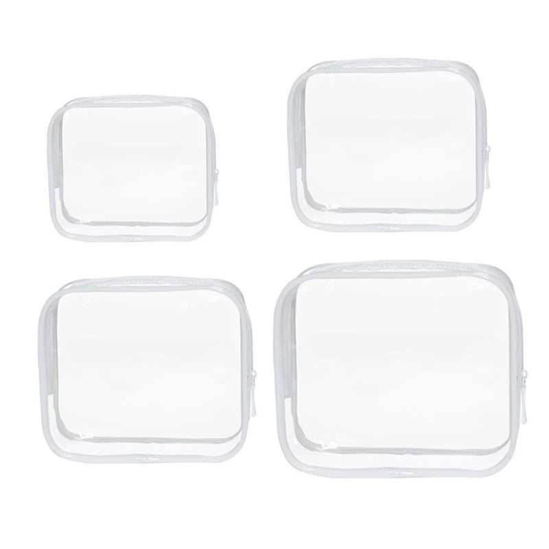 4pcs Durable PVC Cosmetic Bags Easy to Clean Multiple Sizes and Colours 9 Shades - 4pcs-Barbie-Pink