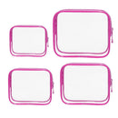 4pcs Durable PVC Cosmetic Bags Easy to Clean Multiple Sizes and Colours 9 Shades - 4pcs-Barbie-Pink