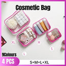 4pcs Durable PVC Cosmetic Bags Easy to Clean Multiple Sizes and Colours 9 Shades - 4pcs-Green