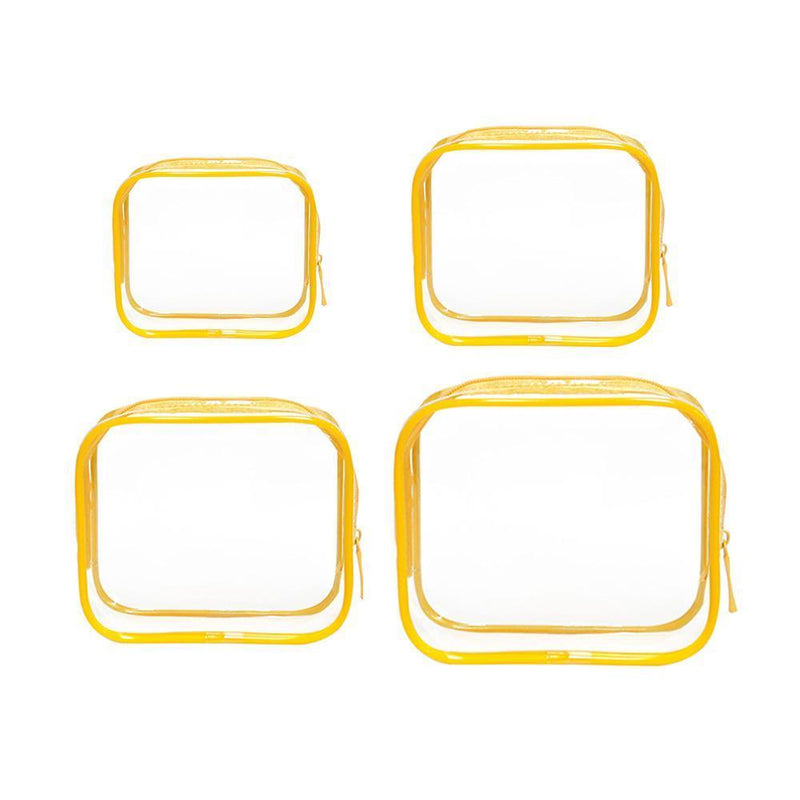 4pcs Durable PVC Cosmetic Bags Easy to Clean Multiple Sizes and Colours 9 Shades - 4pcs-Green