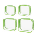 4pcs Durable PVC Cosmetic Bags Easy to Clean Multiple Sizes and Colours 9 Shades - 4pcs-Green