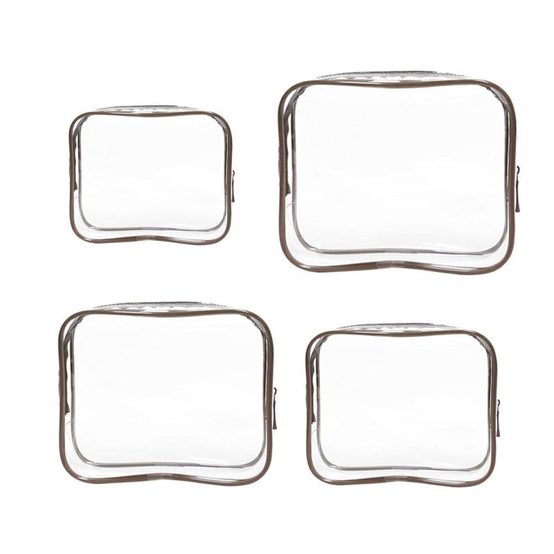 4pcs Durable PVC Cosmetic Bags Easy to Clean Multiple Sizes and Colours 9 Shades - 4pcs-Peach-Powder