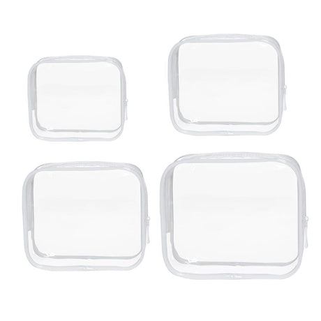4pcs Durable PVC Cosmetic Bags Easy to Clean Multiple Sizes and Colours 9 Shades - 4pcs-White