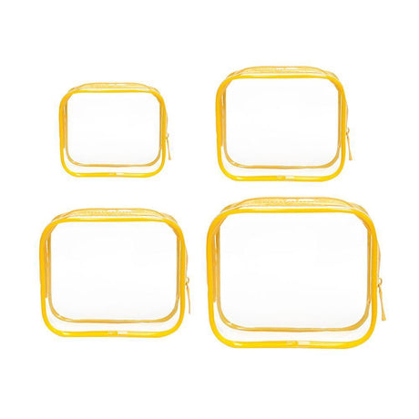 4pcs Durable PVC Cosmetic Bags Easy to Clean Multiple Sizes and Colours 9 Shades - 4pcs-White