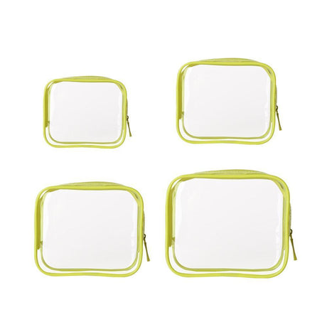 4pcs Durable PVC Cosmetic Bags Easy to Clean Multiple Sizes and Colours 9 Shades - 4pcs-Yellow