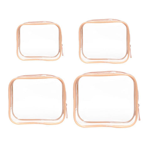 4pcs Durable PVC Cosmetic Bags Easy to Clean Multiple Sizes and Colours 9 Shades - 4pcs-Yellow