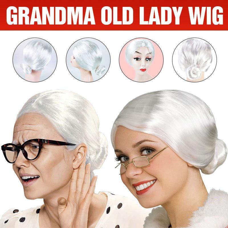 1X Grandma Wig Old Lady Woman White Granny Mother Dress Up Costume Party