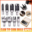 8 PCS Wood Plug Hole Cutter Dowel Maker Cutting Tools Shank Drill Bits With Box