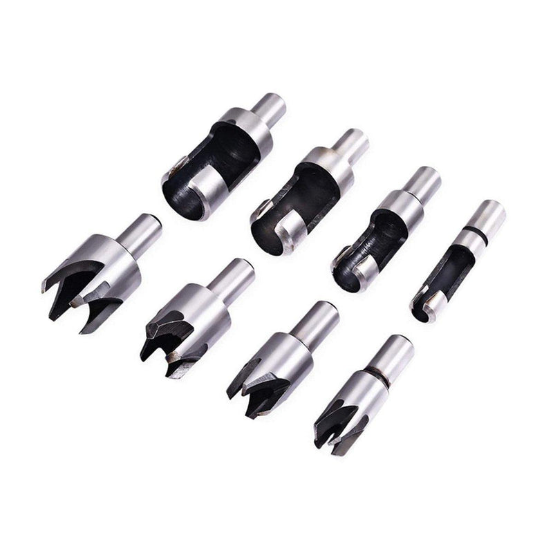 8 PCS Wood Plug Hole Cutter Dowel Maker Cutting Tools Shank Drill Bits With Box