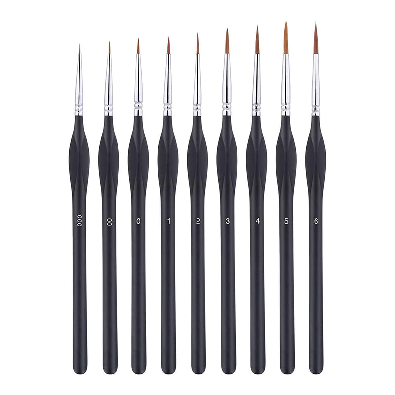 9PCS Fine Detail Paint Brush Set for Watercolour Gouache Acrylic Miniature Art