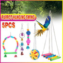 5PCS Hanging Parrot Toys Set with Swings and Ladders for Budgies Cockatiels Cages