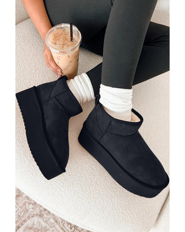 Black Faux Fur Lined Suede Ankle Snow Boots - 37 EU