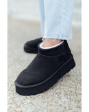 Black Faux Fur Lined Suede Ankle Snow Boots - 39 EU