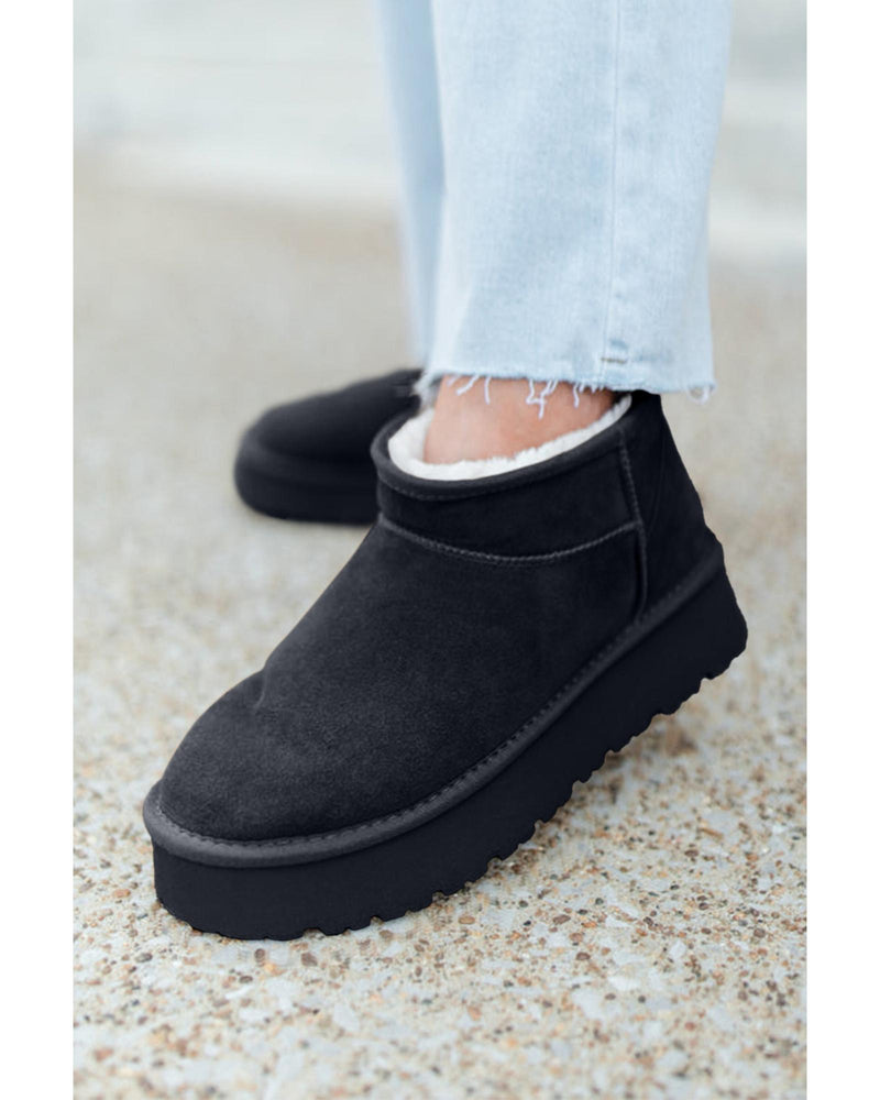 Black Faux Fur Lined Suede Ankle Snow Boots - 39 EU