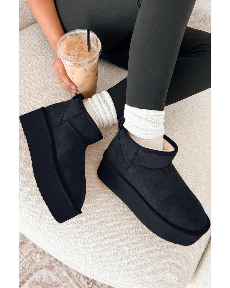 Black Faux Fur Lined Suede Ankle Snow Boots - 41 EU