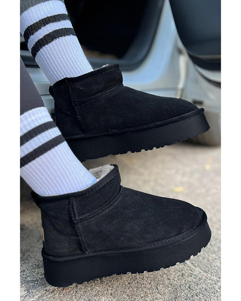 Black Faux Fur Lined Suede Ankle Snow Boots - 41 EU