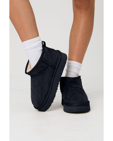 Black Faux Fur Lined Suede Ankle Snow Boots - 42 EU