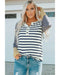 Azura Exchange Stripe Button Henley Top - XL