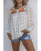 Azura Exchange Long Sleeve Embroidered Print Blouse - M